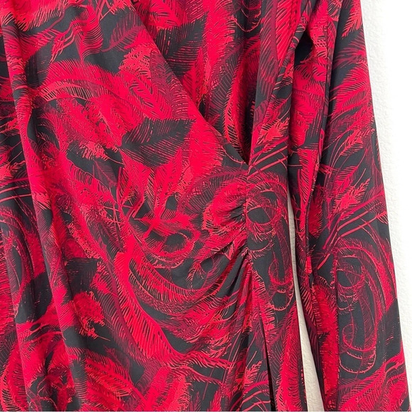 Norma Kamali Long Sleeve Side Drape Dress Soft Stretchy Knit Red Black Size XXL - Picture 8 of 15